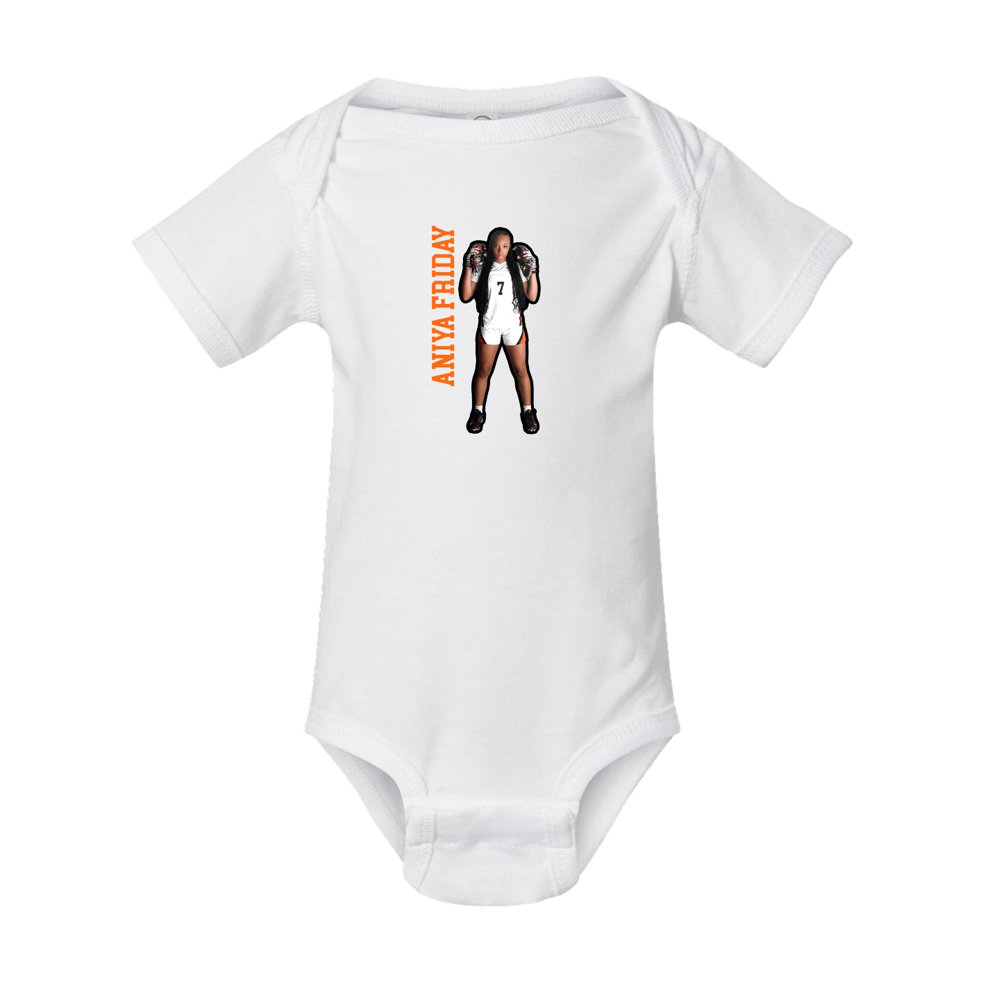 Baby Onesie — Name Vertical in White