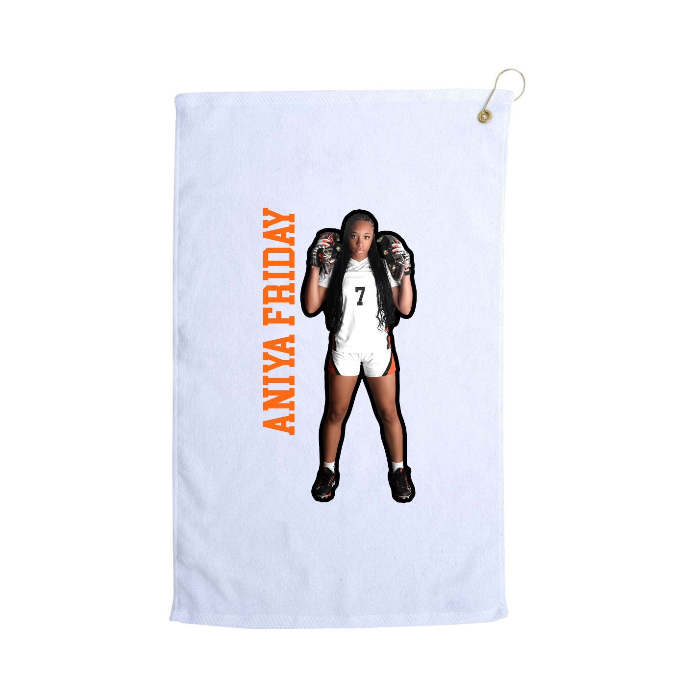 Golf Towel — Name Vertical in White