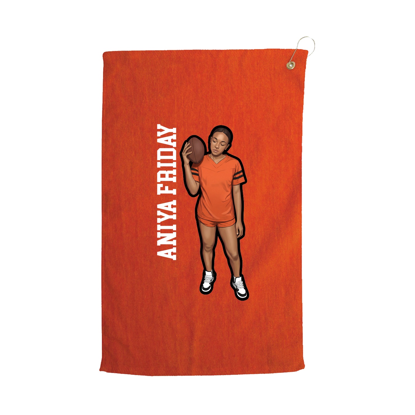 Golf Towel — Name Vertical in Orange