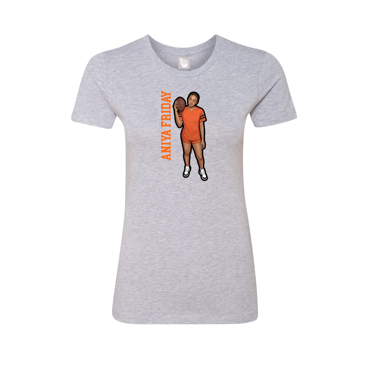 Fitted Women's Tee — Name Vertical in Grey