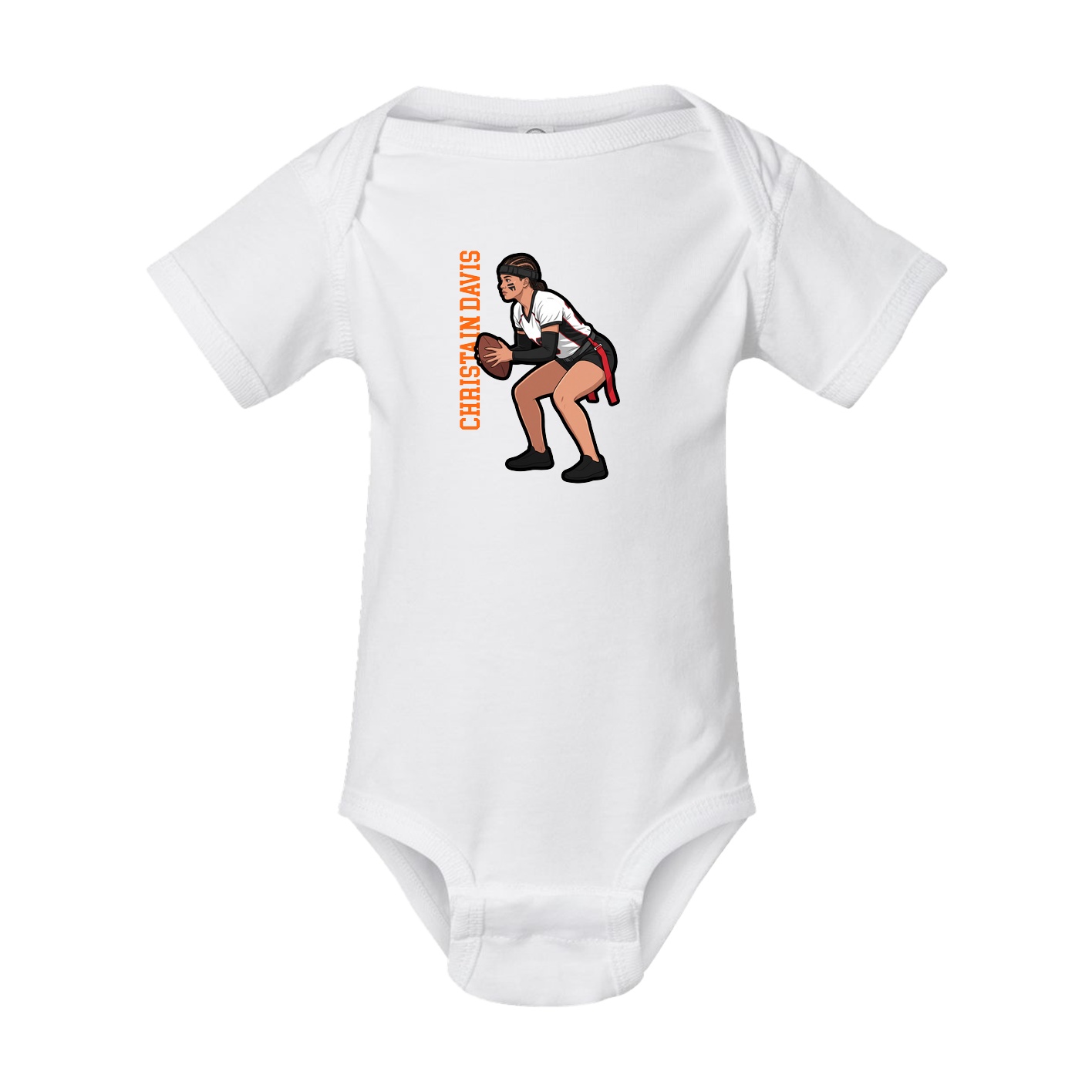 Baby Onesie — Name Vertical in White