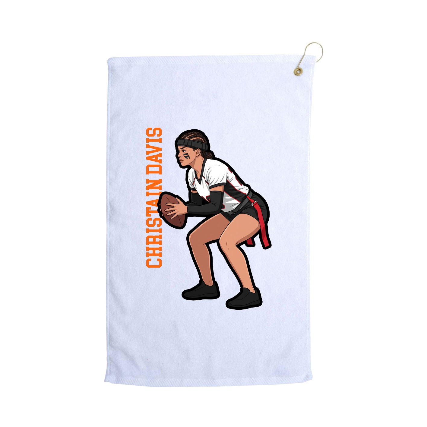 Golf Towel — Name Vertical in White