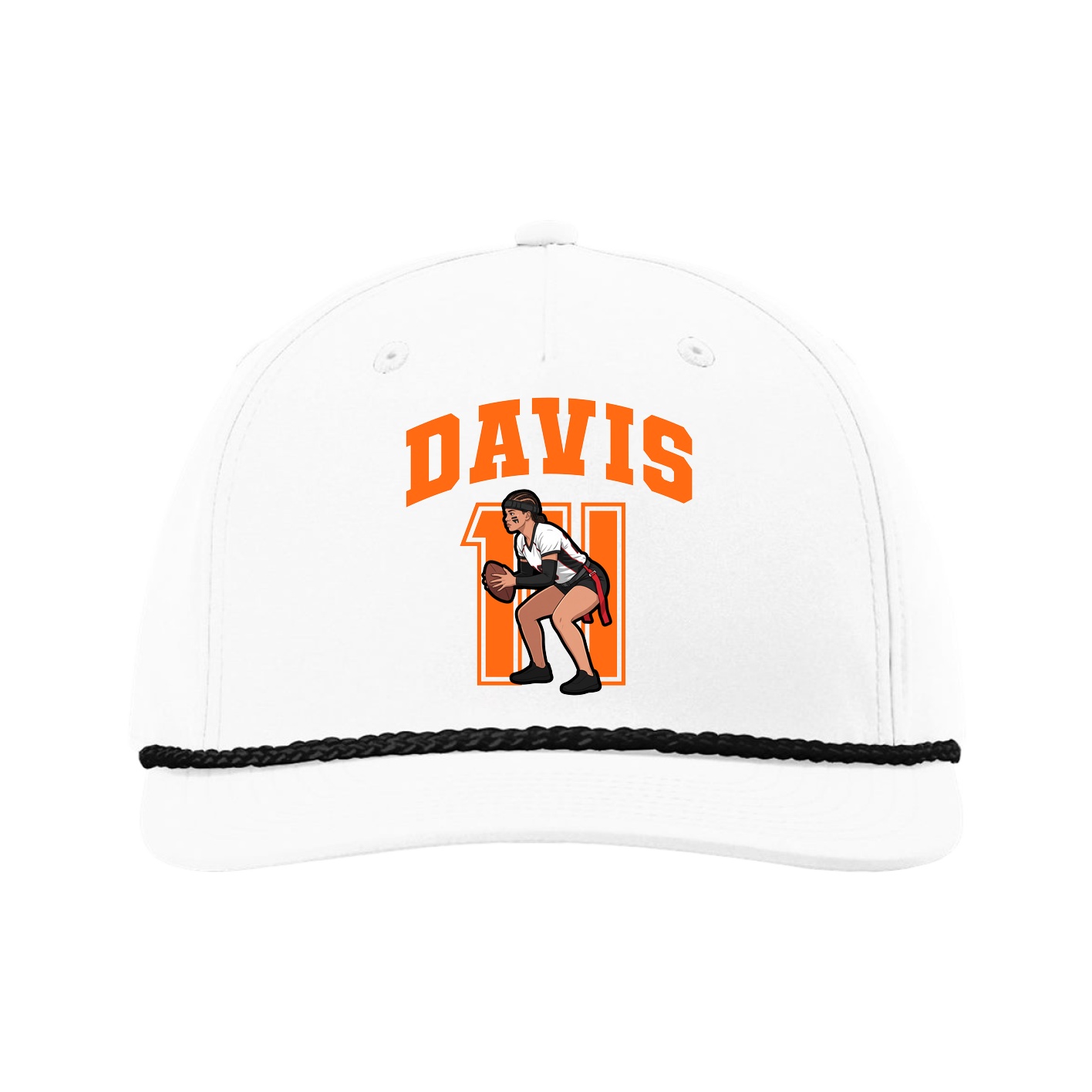 Five-Panel Classic Rope Cap — Number in White