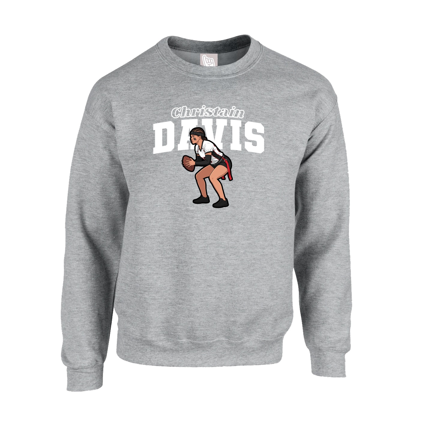 Fleece Crew — Name Arch in Grey