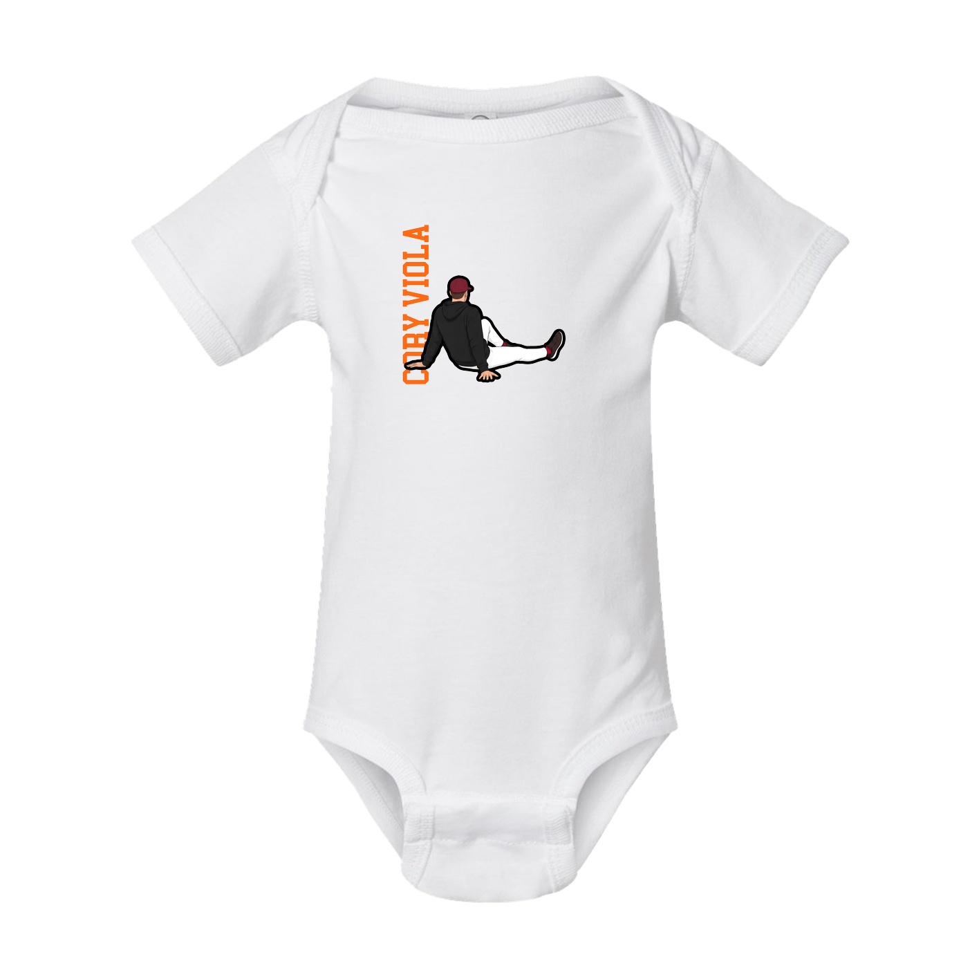 Baby Onesie — Name Vertical in White