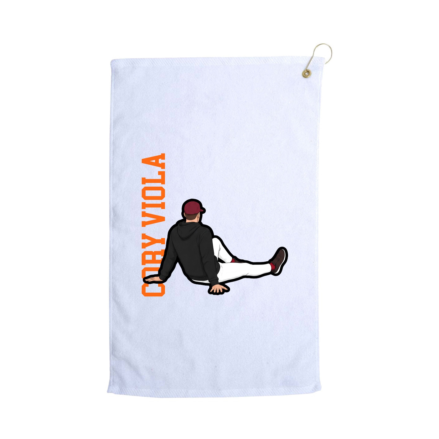 Golf Towel — Name Vertical in White