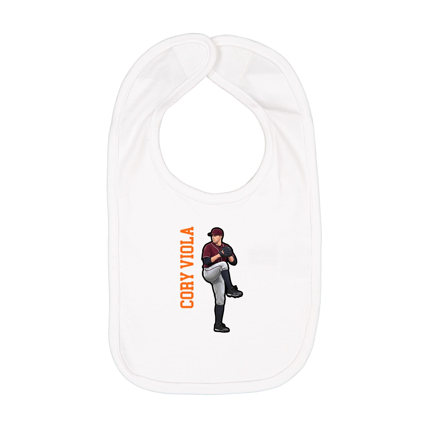 Infant Bib — Name Vertical in White
