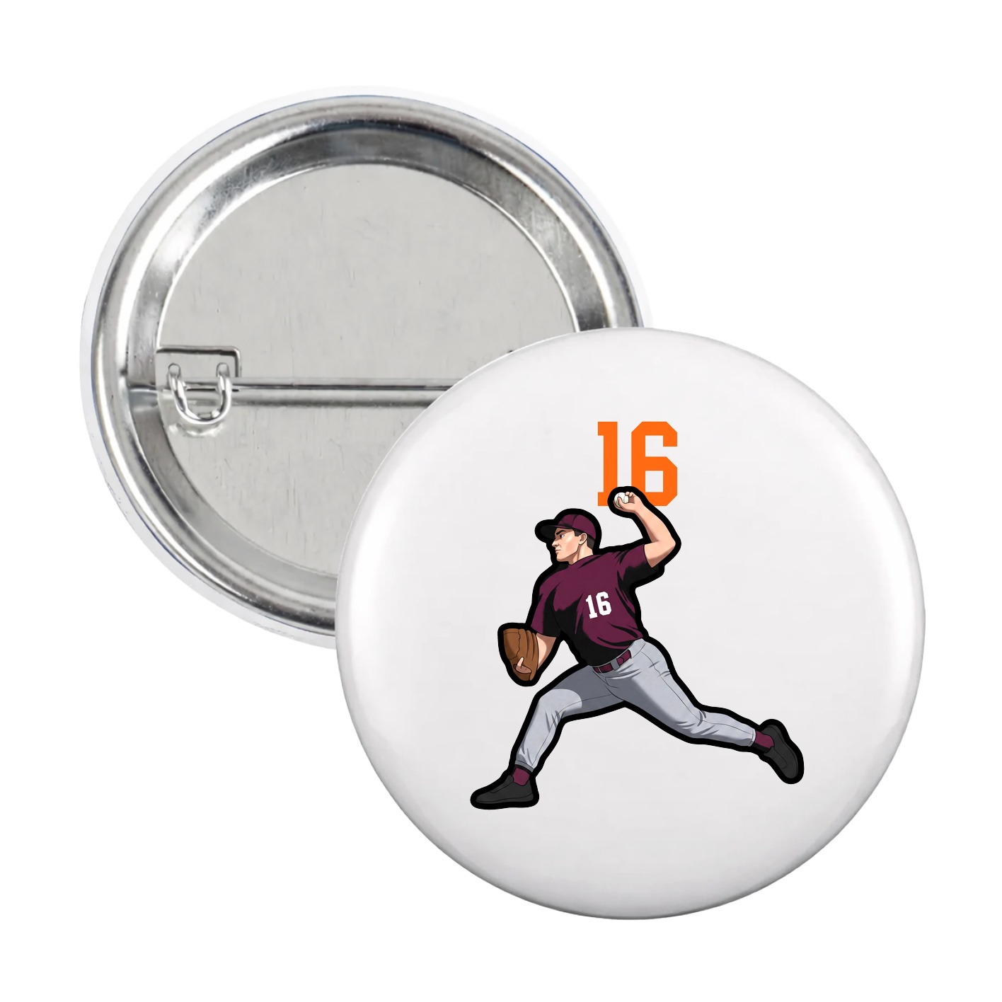 Game Day Button — Number Top in White