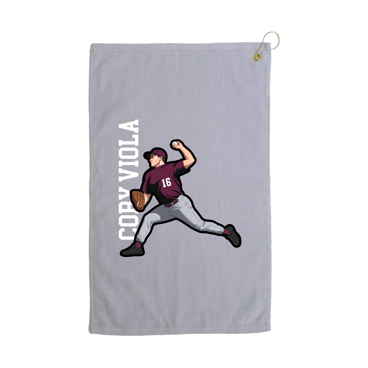Golf Towel — Name Vertical in Grey