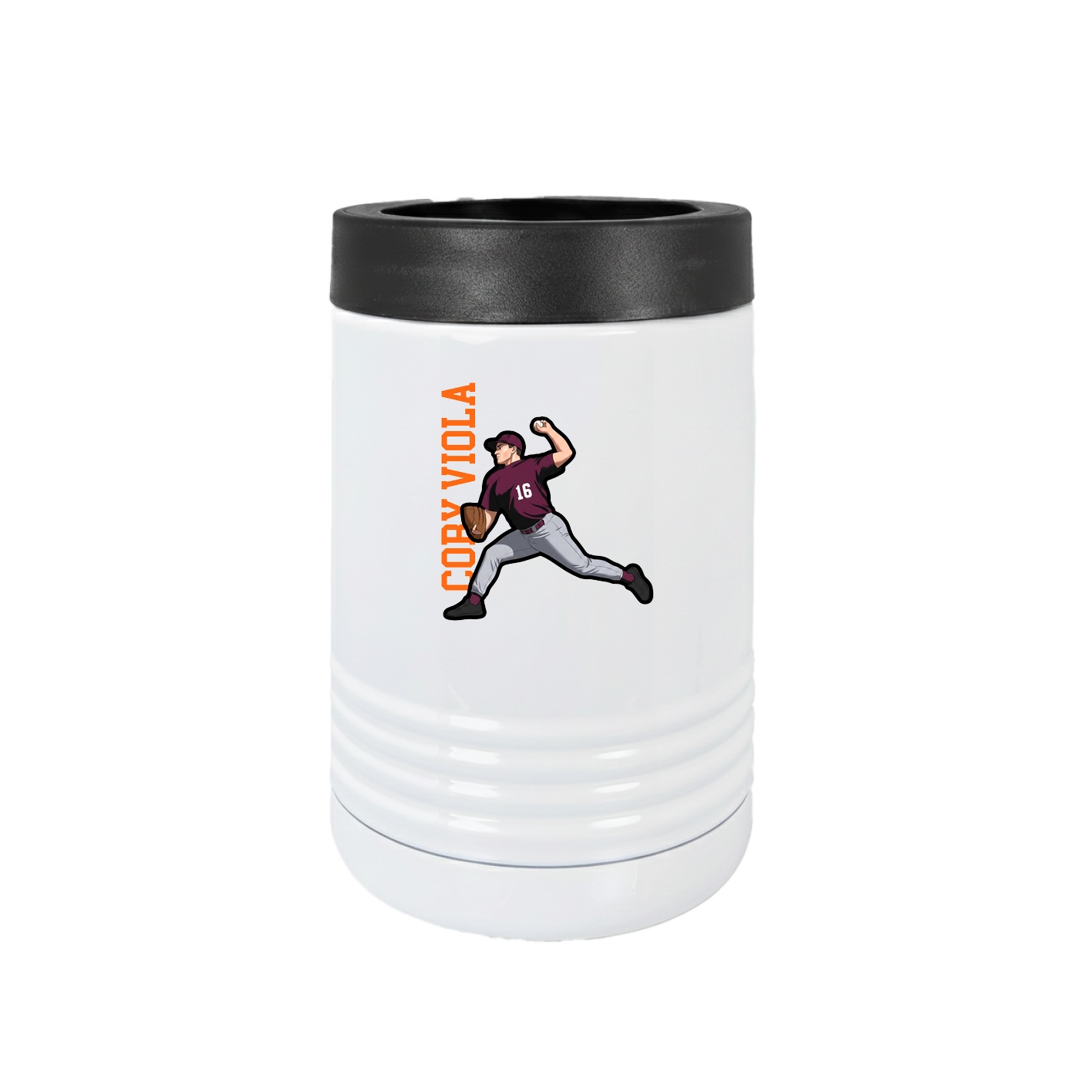Beverage Holder — Name Vertical in White
