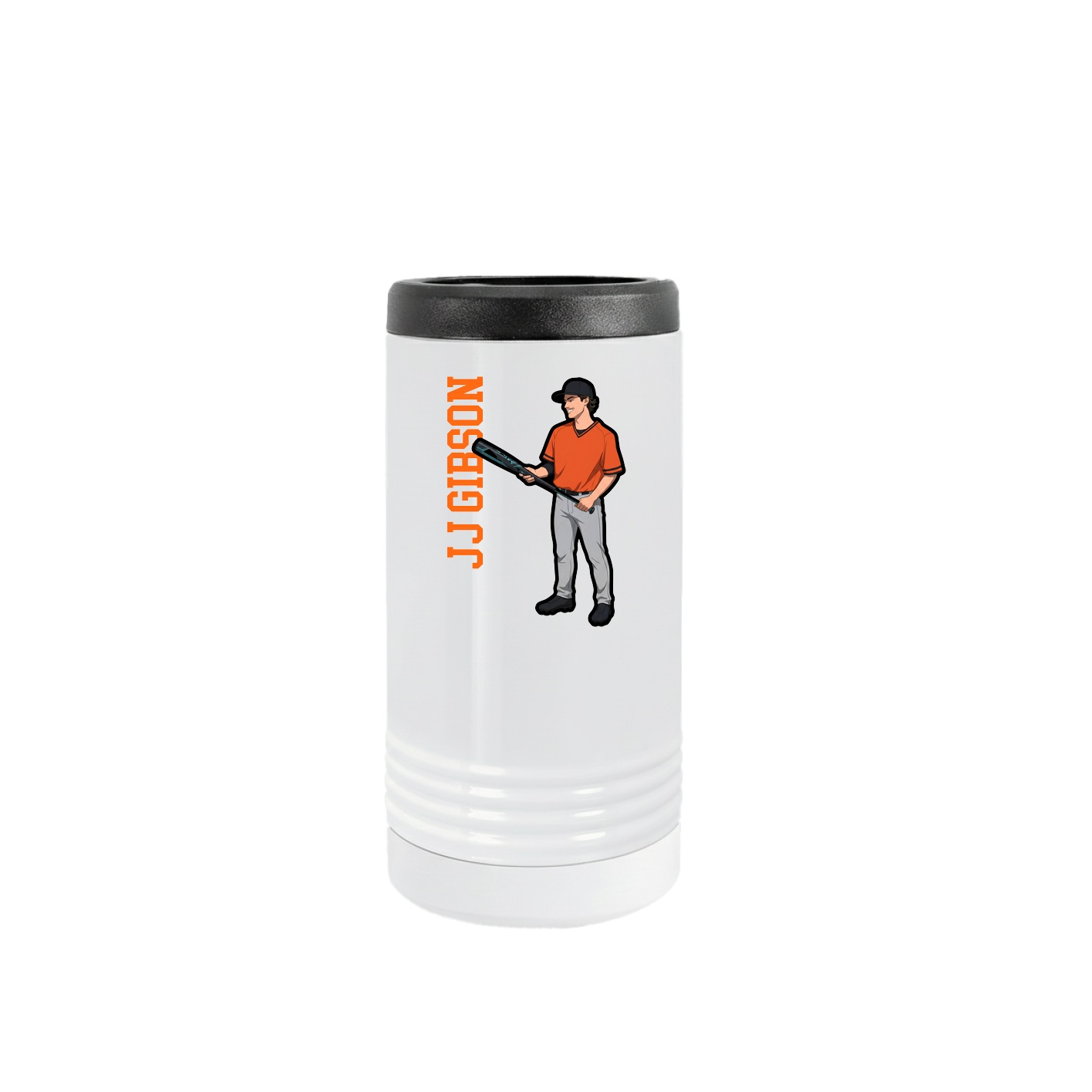 Slim Beverage Holder — Name Vertical in White