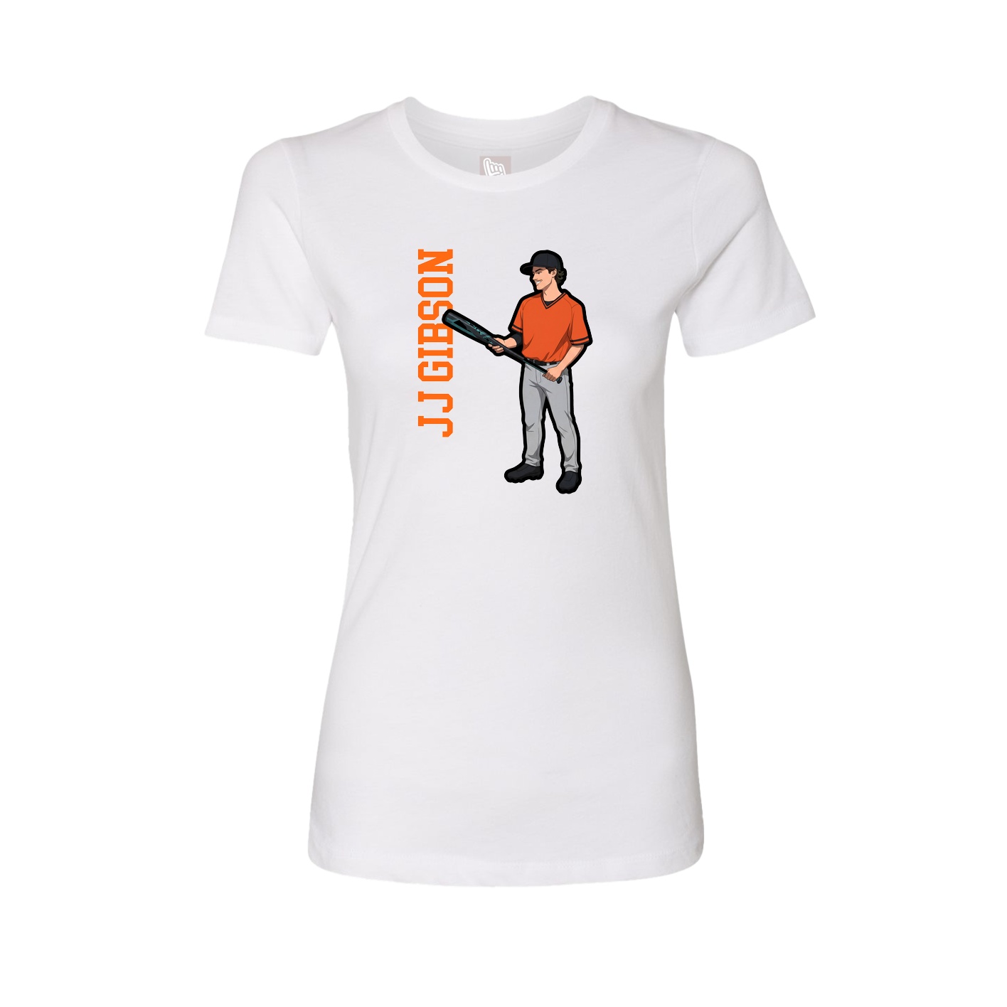 Fitted Women's Tee — Name Vertical in White