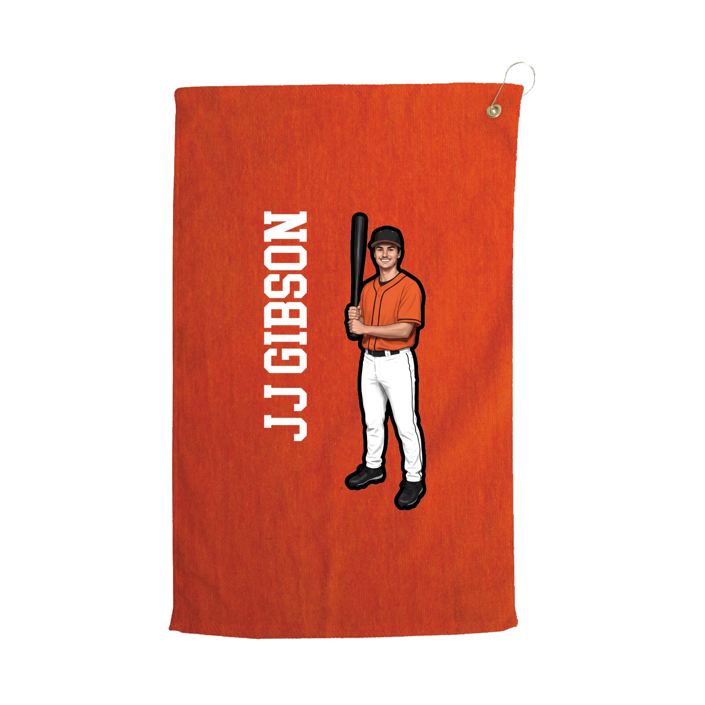 Golf Towel — Name Vertical in Orange