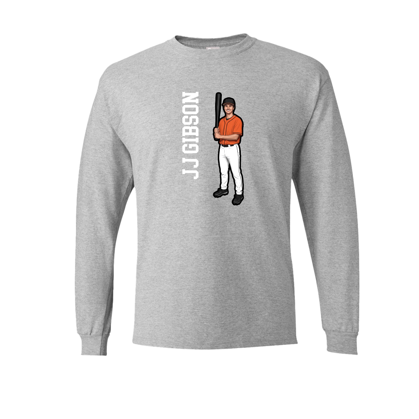 Long Sleeve Tee — Name Vertical in Grey