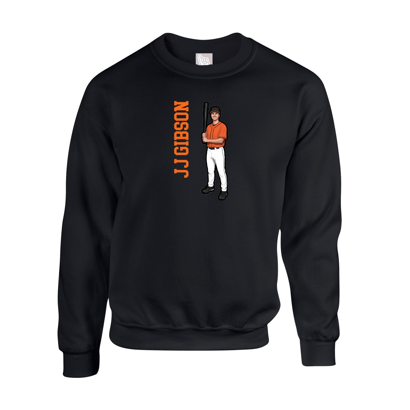 Fleece Crew — Name Vertical in Black