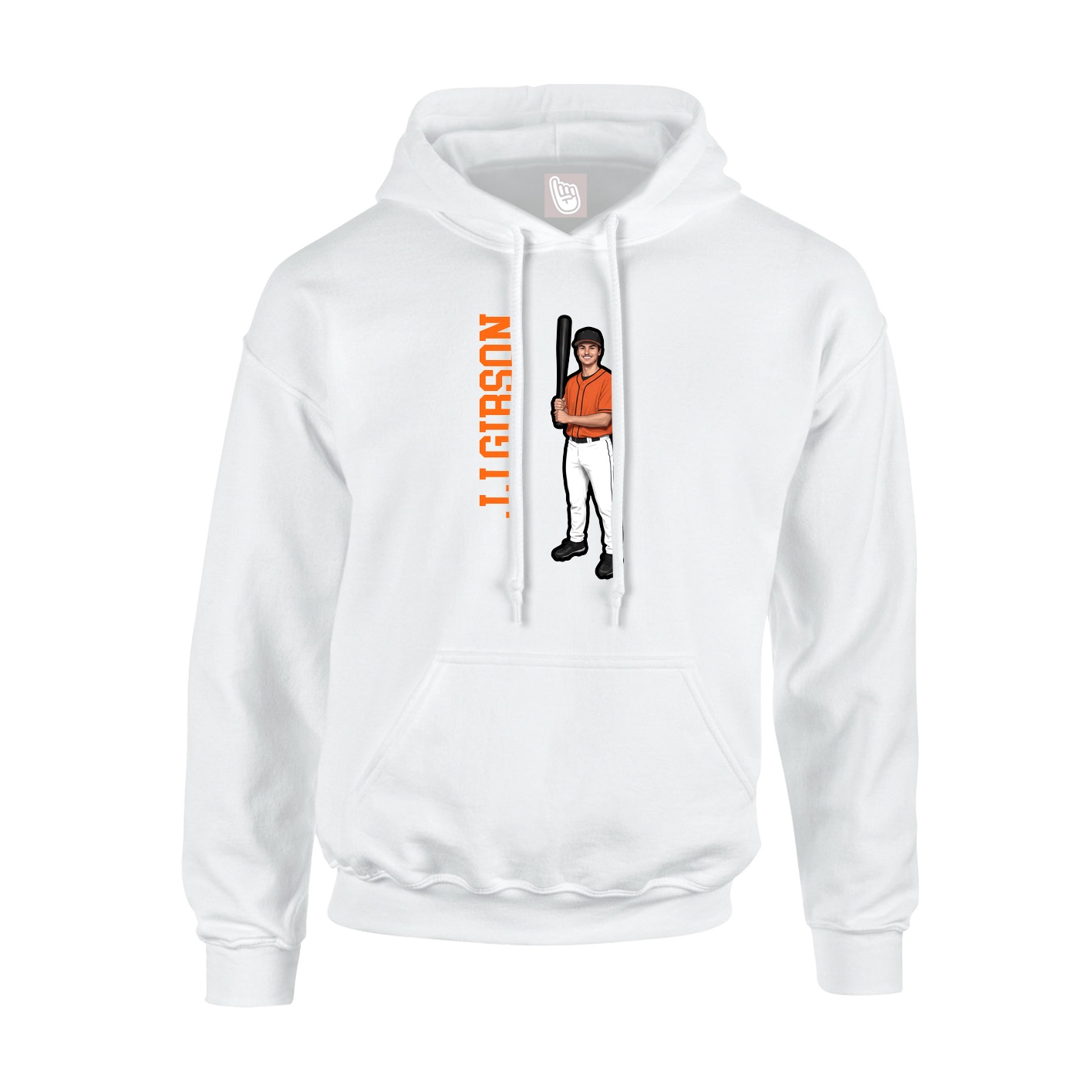Youth Hoodie — Name Vertical in White