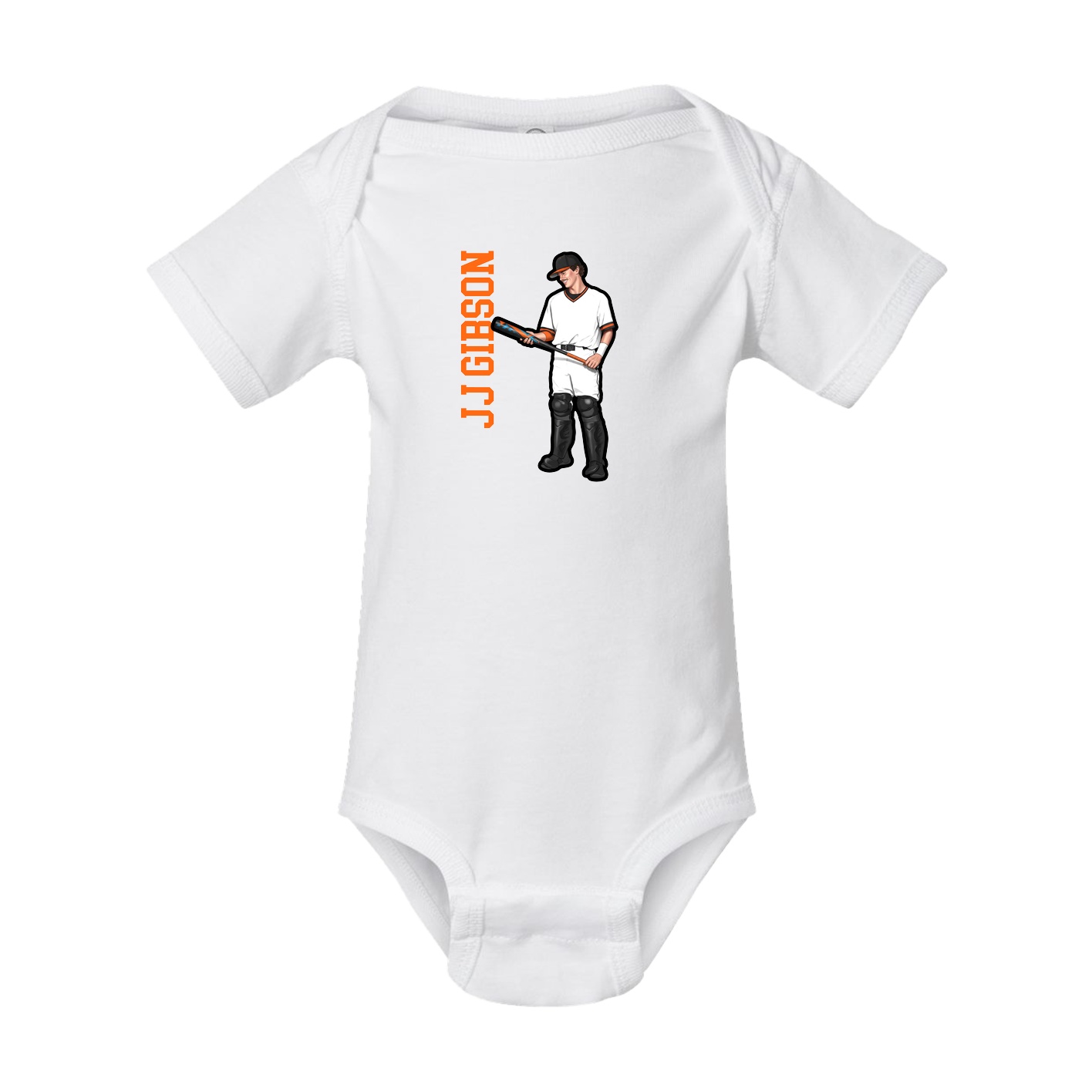 Baby Onesie — Name Vertical in White