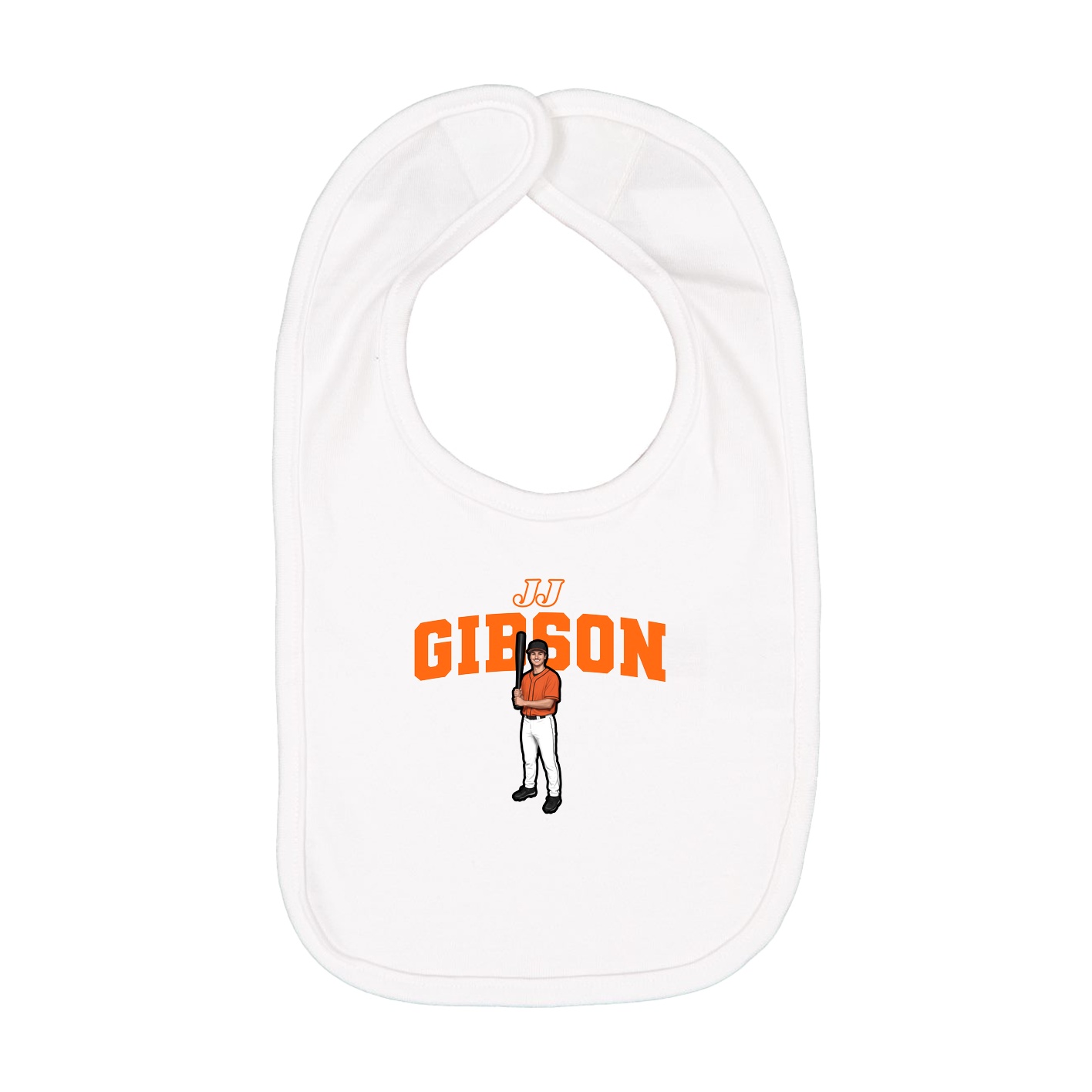 Infant Bib — Name Arch in White