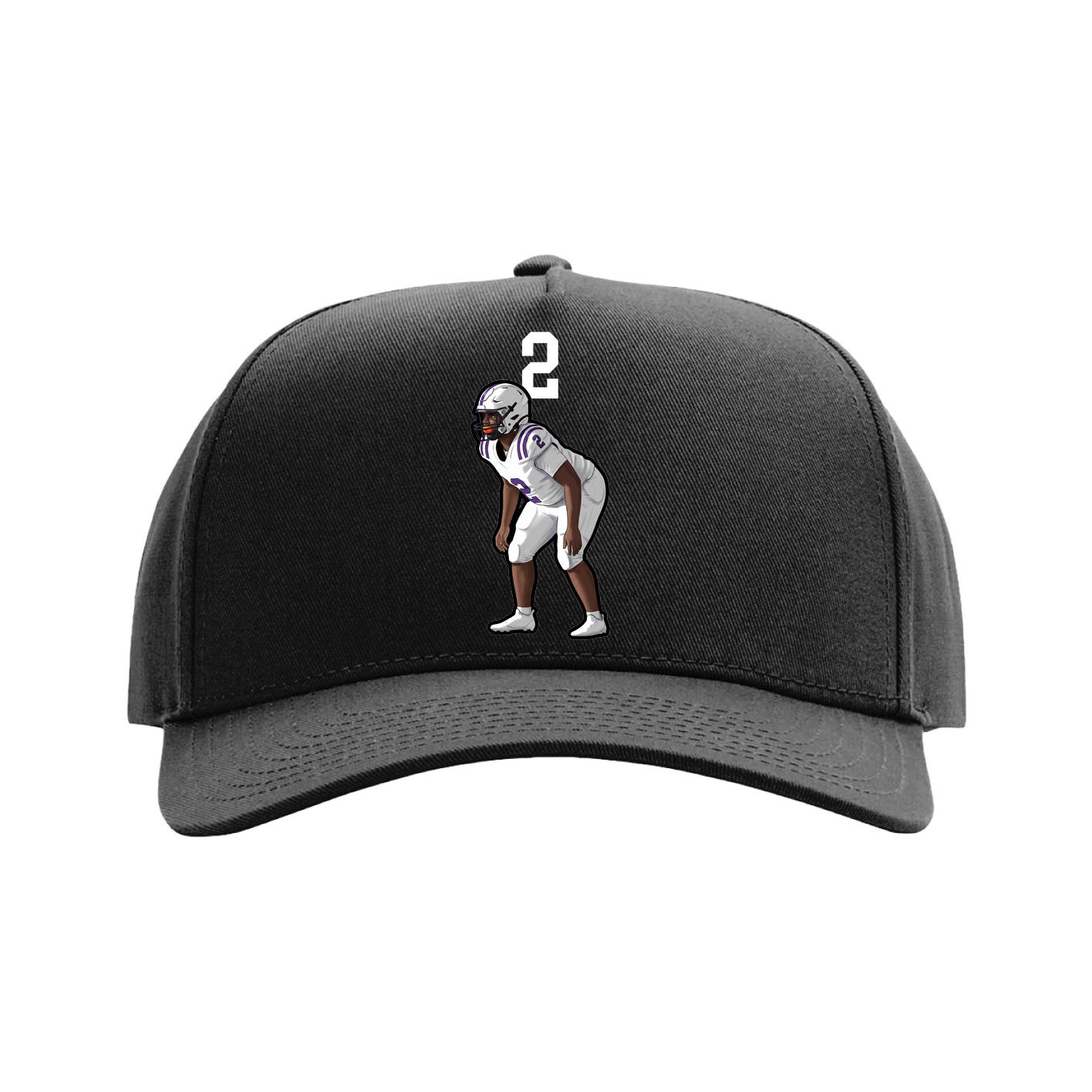 Full Fabric Five-Panel Champ Cap — Number Top in Black