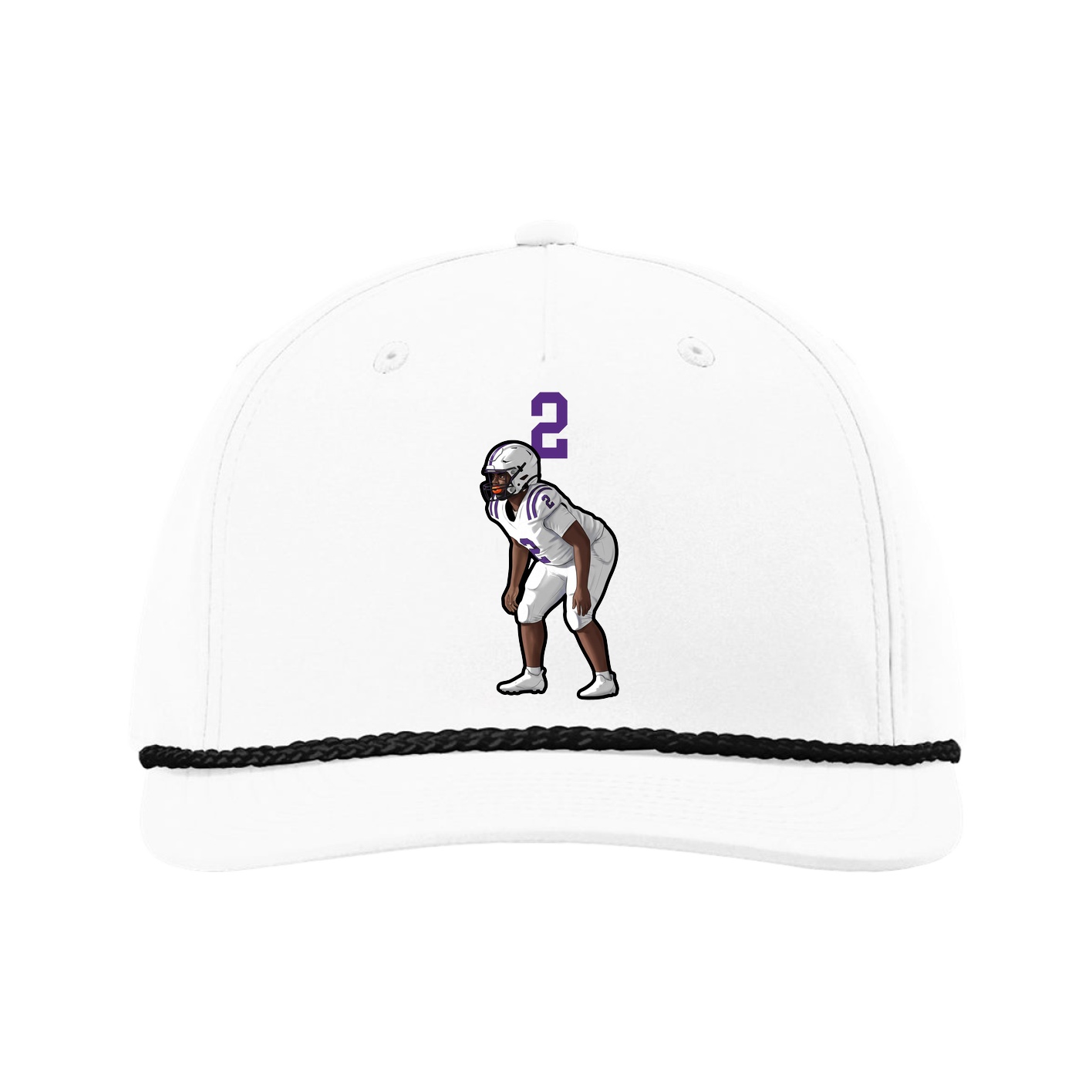 Five-Panel Classic Rope Cap — Number Top in White