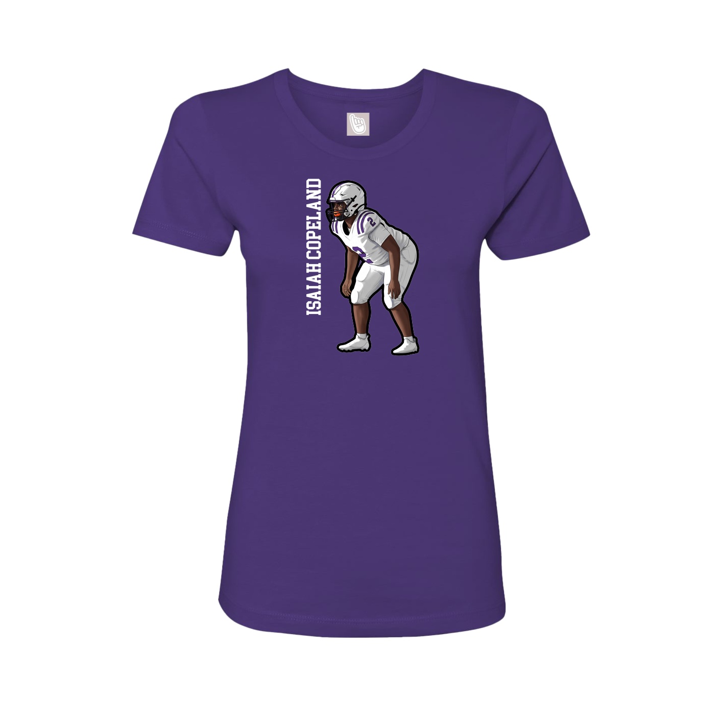 Fitted Women's Tee — Name Vertical in Purple