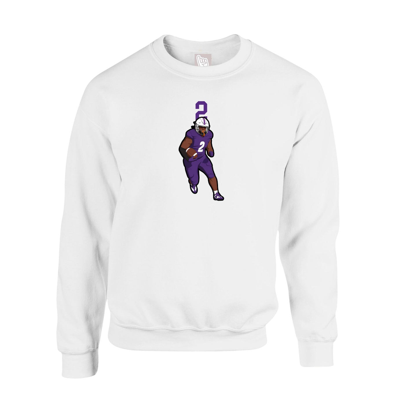 Fleece Crew — Number Top in White