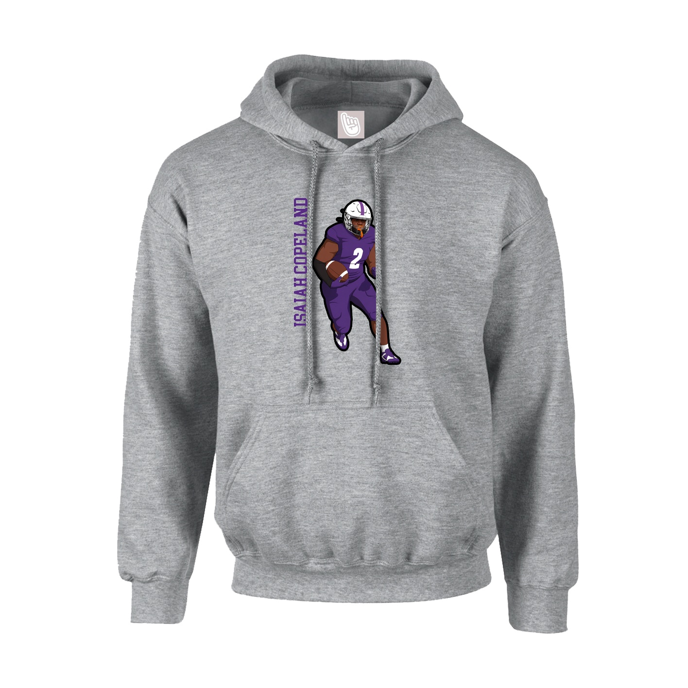 Youth Hoodie — Name Vertical in Grey