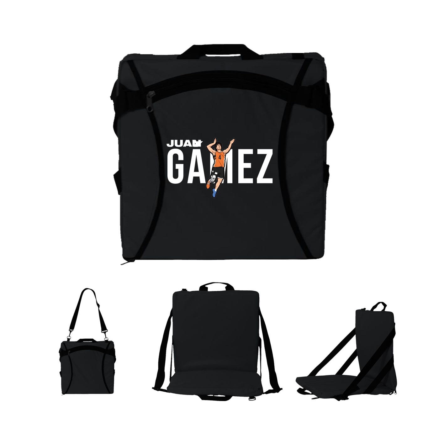 Folding Stadium Seat — Player Name in Black
