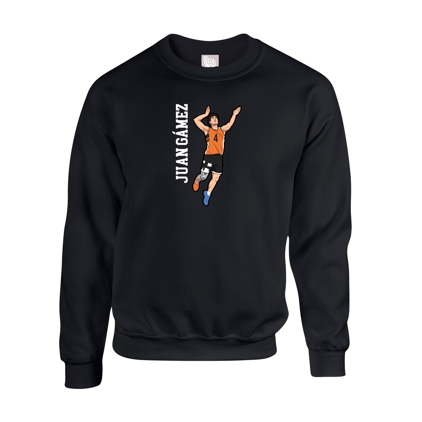 Fleece Crew — Name Vertical in Black