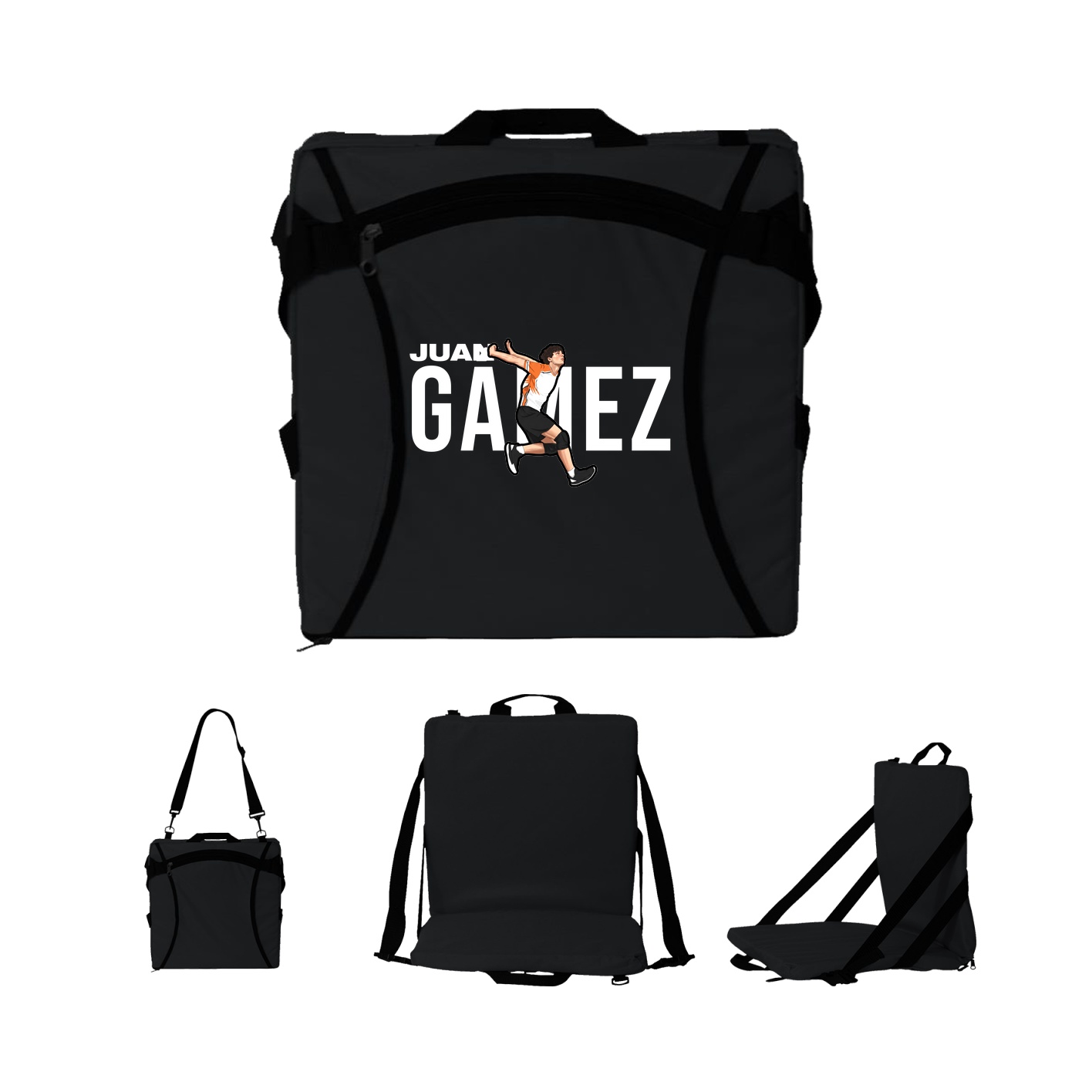 Folding Stadium Seat — Player Name in Black