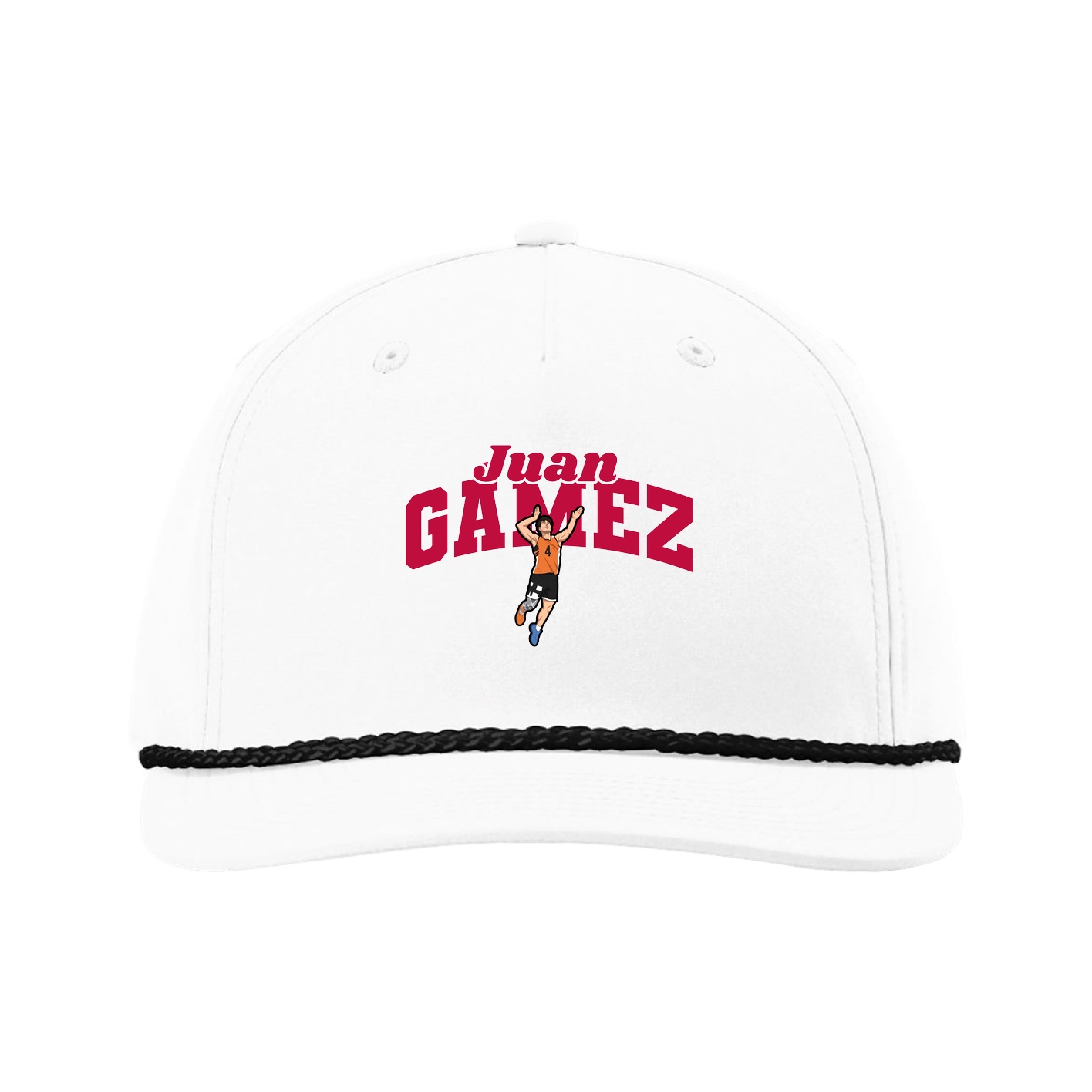 Five-Panel Classic Rope Cap — Signature Arch in White