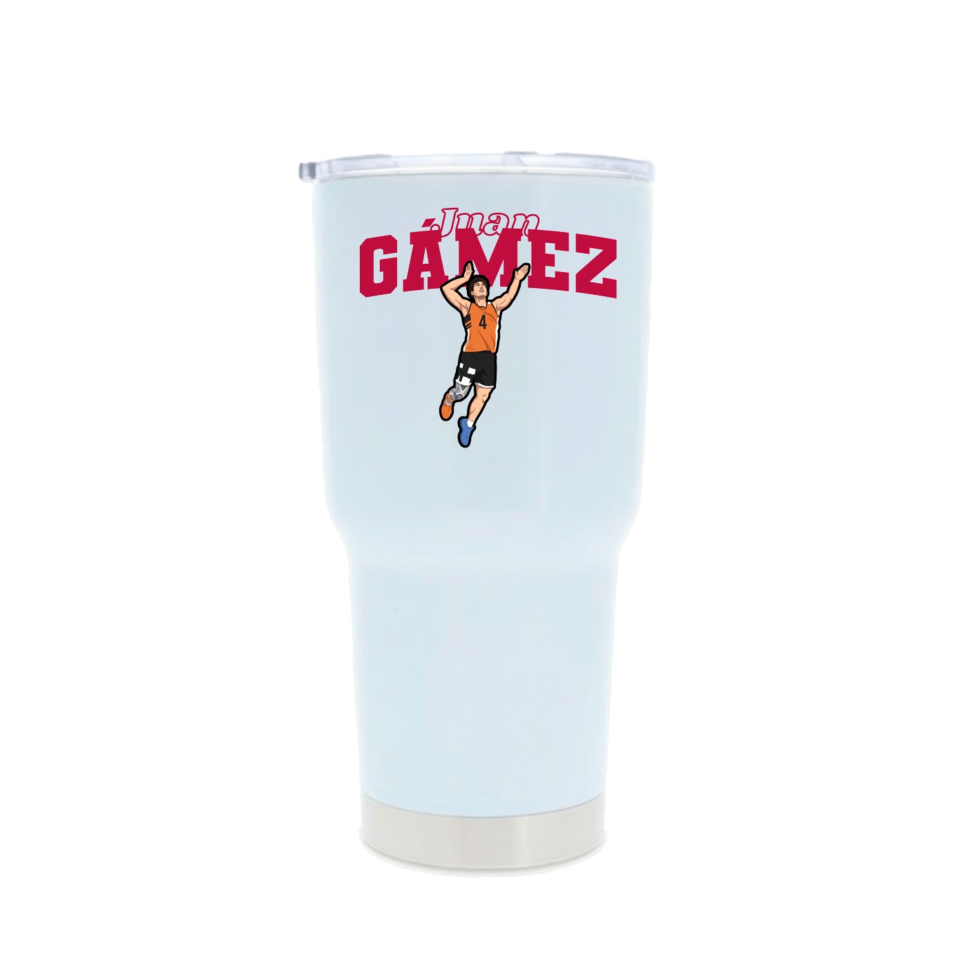30oz Stainless Steel Tumbler — Name Arch in White