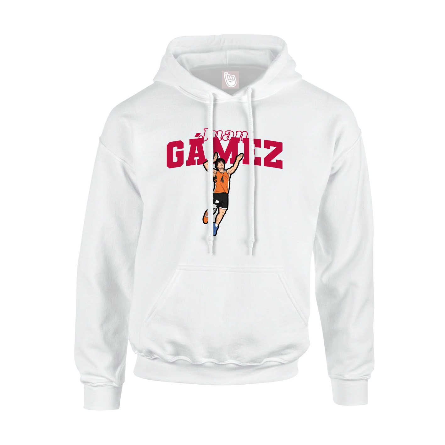 Youth Hoodie — Name Arch in White