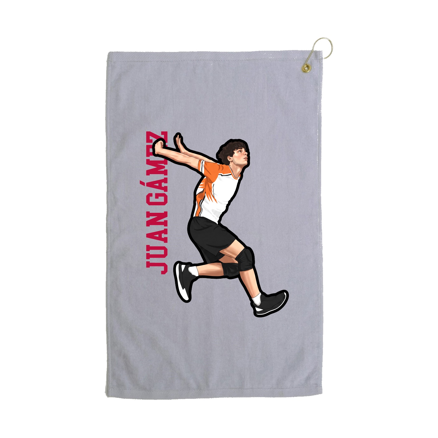 Golf Towel — Name Vertical in Grey