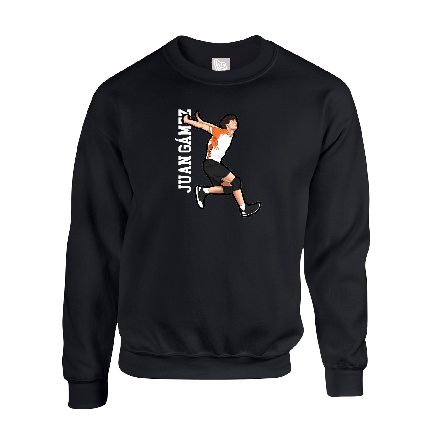Fleece Crew — Name Vertical in Black