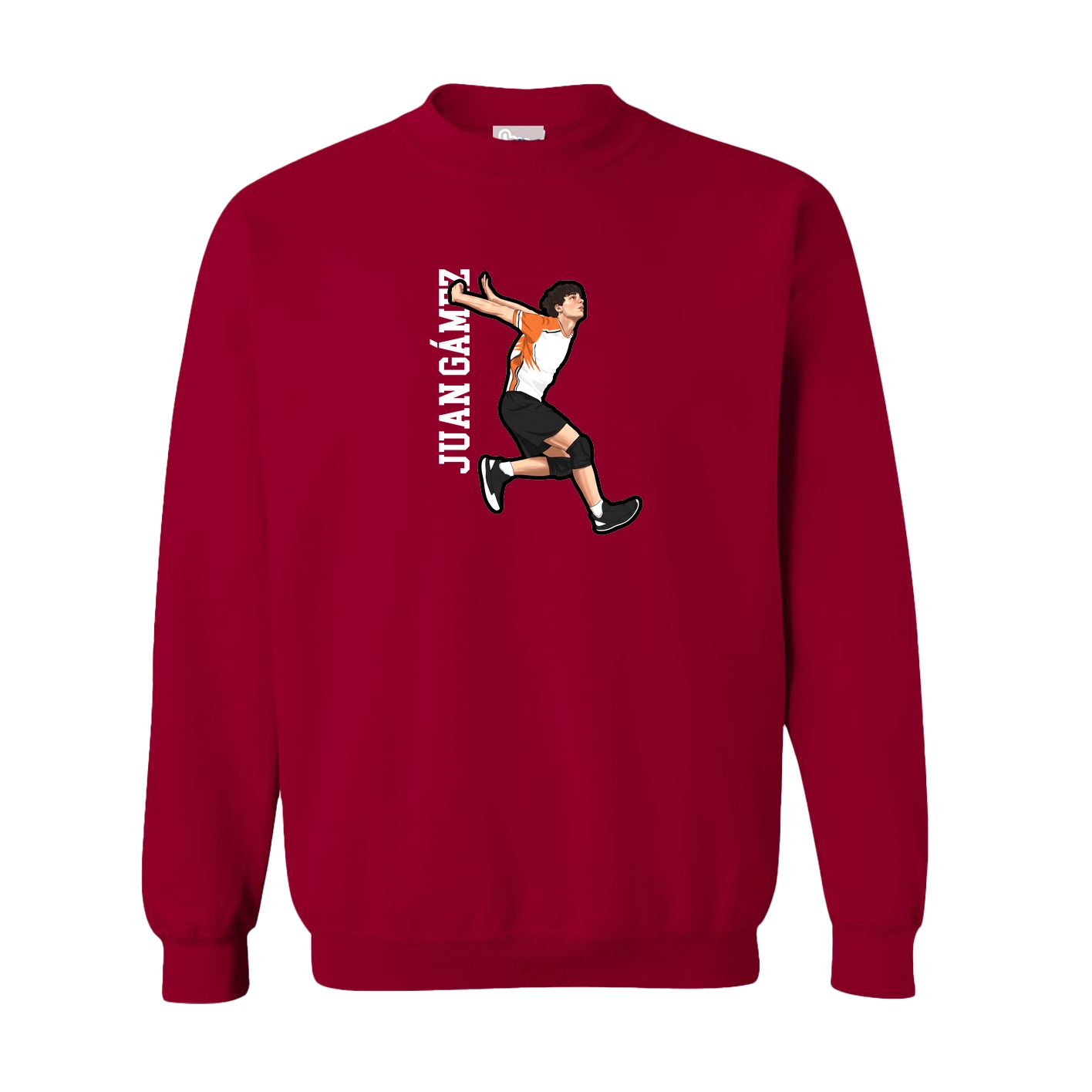 Fleece Crew — Name Vertical in Cardinal