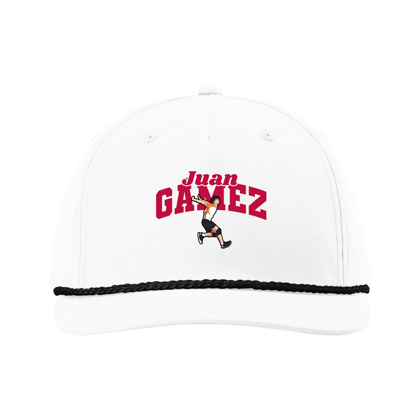 Five-Panel Classic Rope Cap — Signature Arch in White