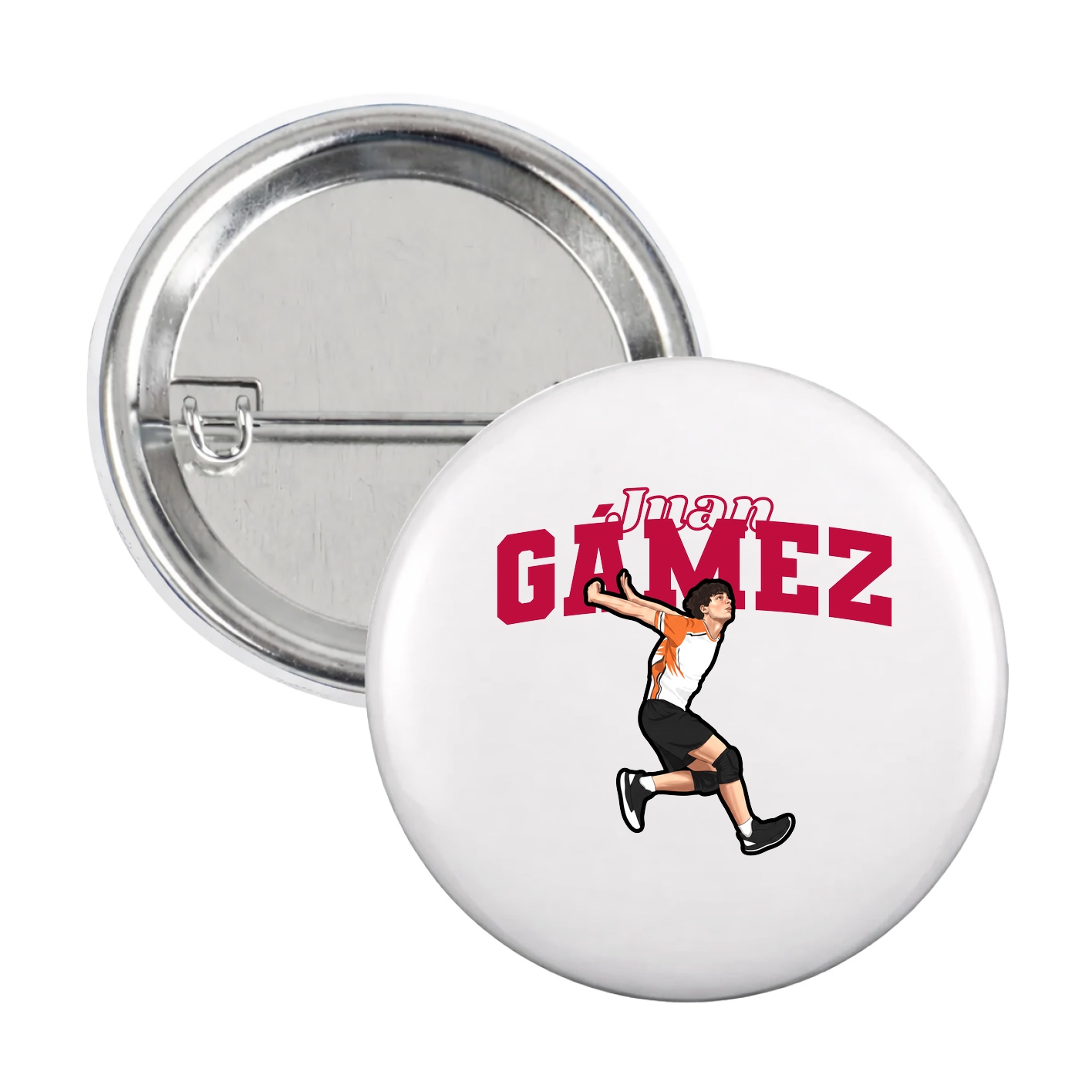 Game Day Button — Name Arch in White