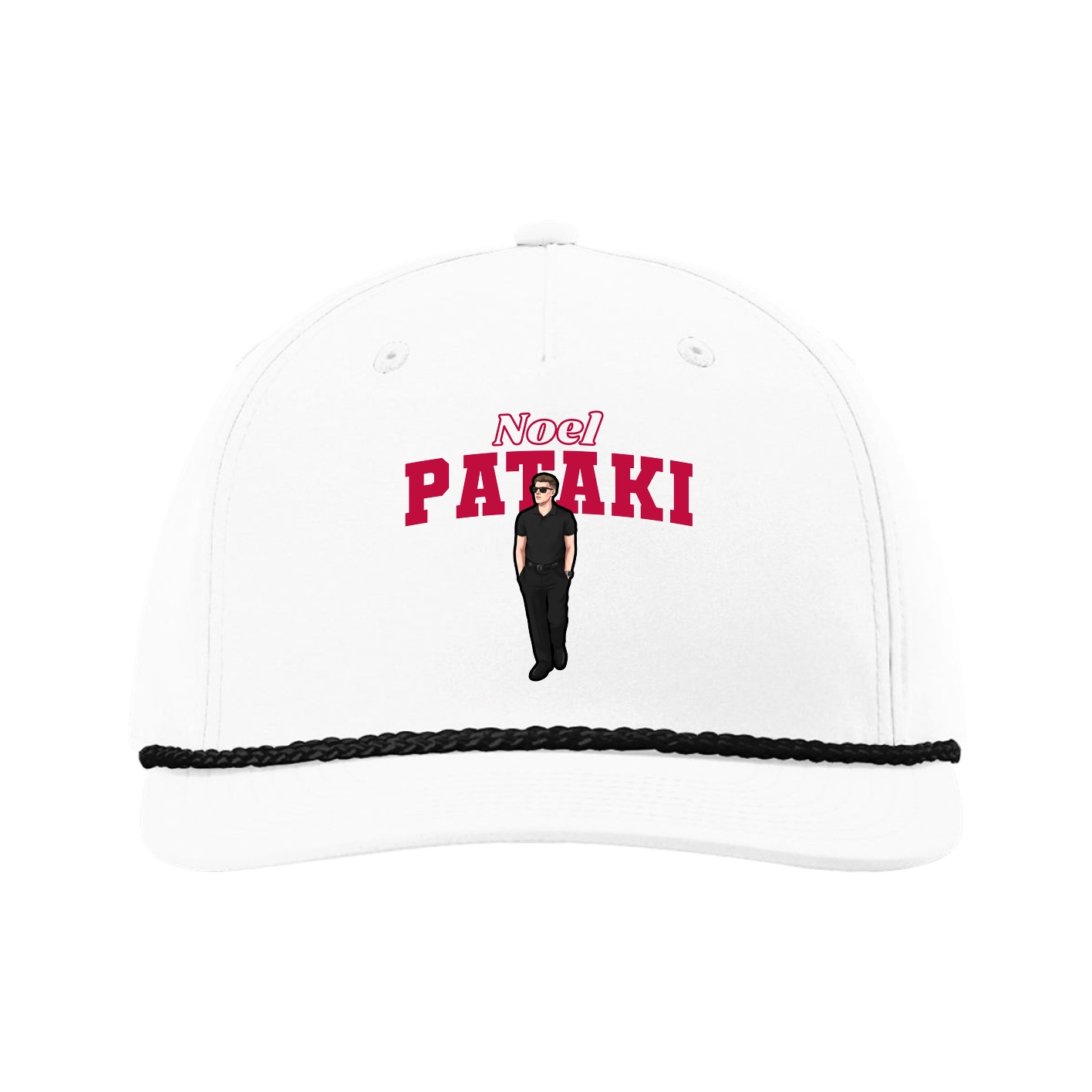 Five-Panel Classic Rope Cap — Name Arch in White