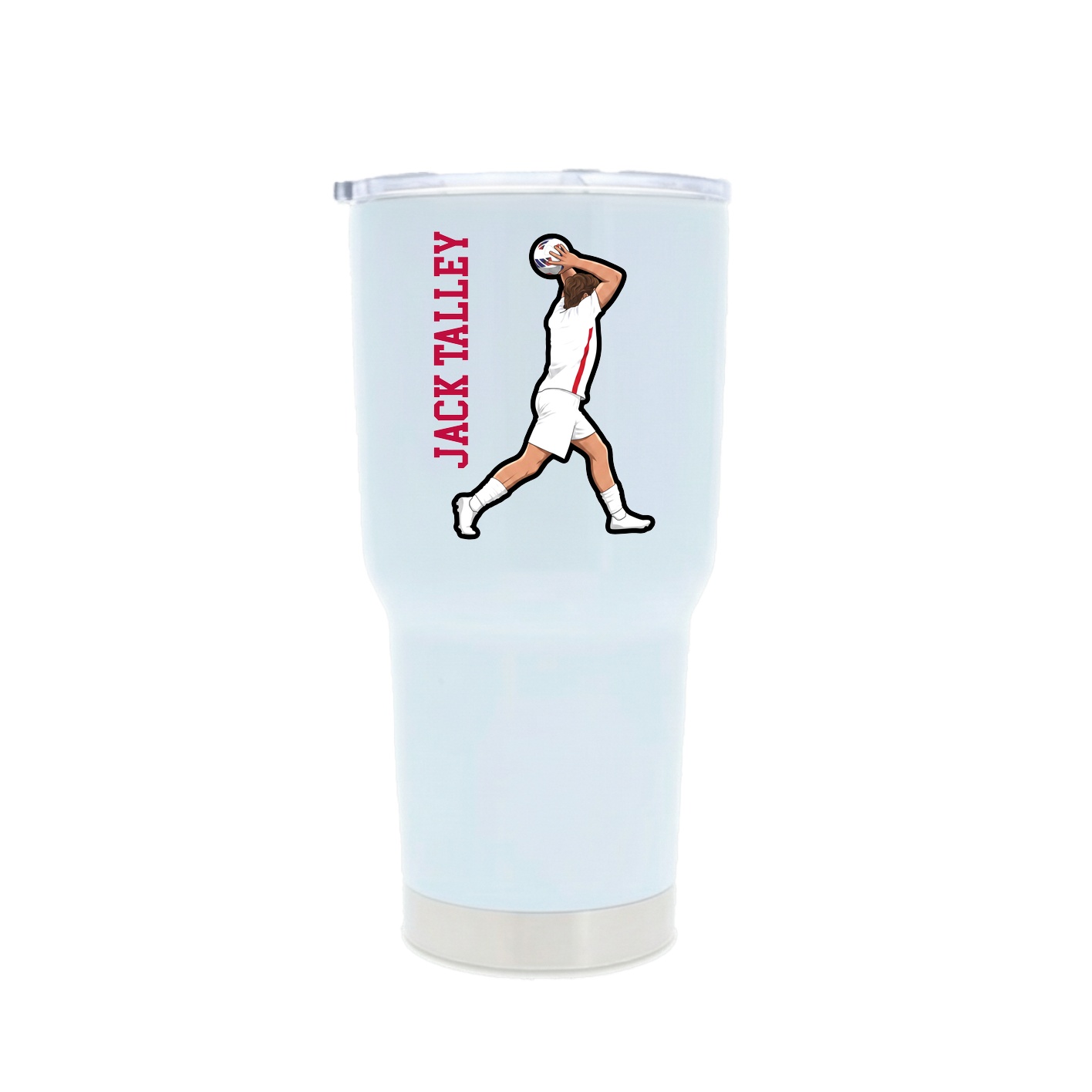 30oz Stainless Steel Tumbler — Name Vertical in White