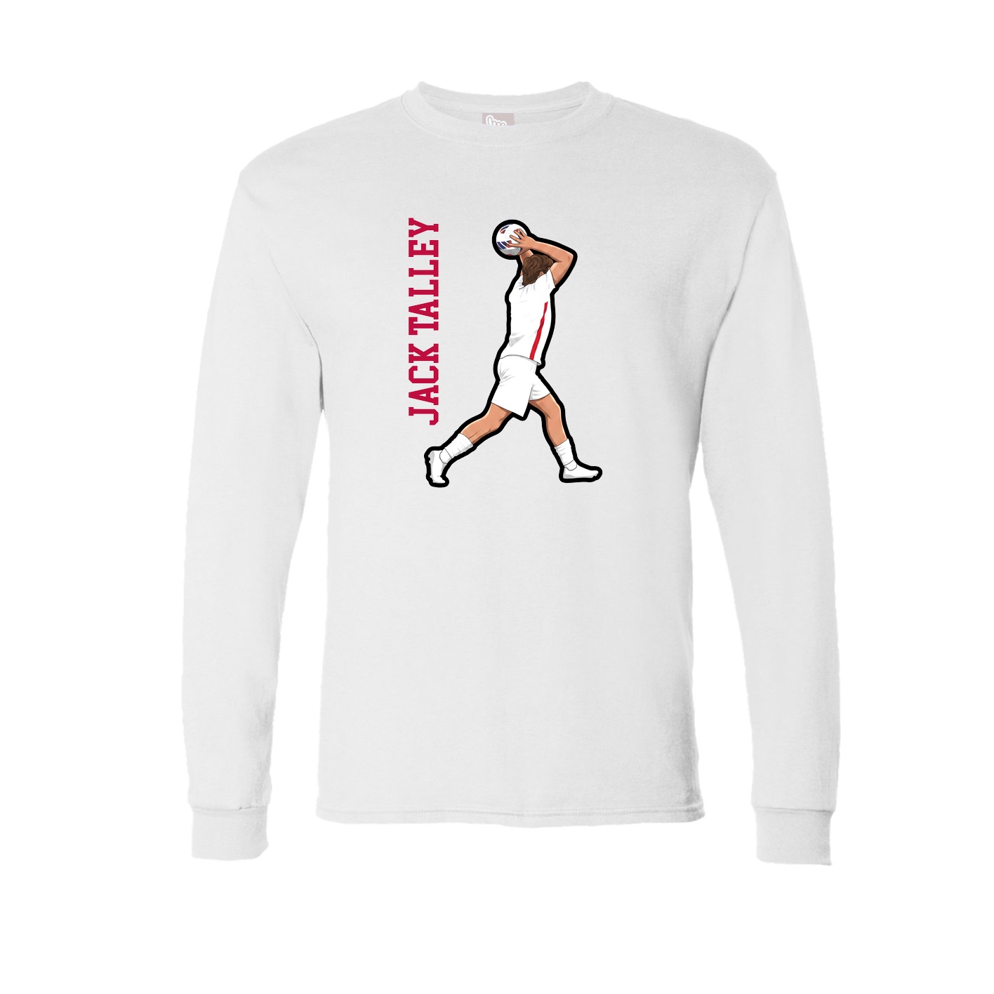 Long Sleeve Tee — Name Vertical in White