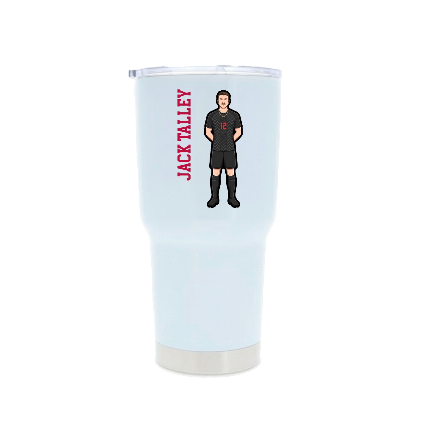 30oz Stainless Steel Tumbler — Name Vertical in White