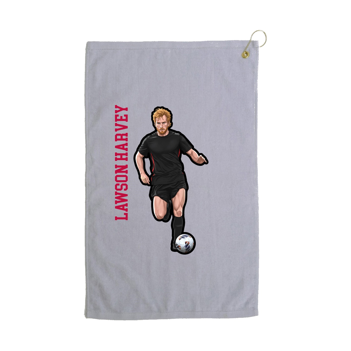 Golf Towel — Name Vertical in Grey