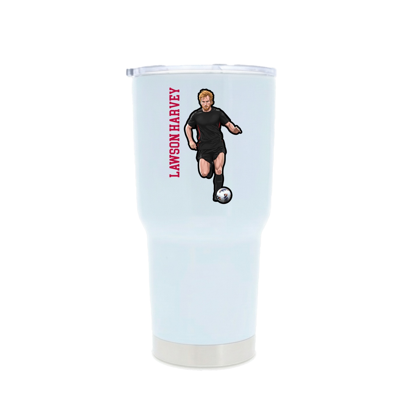 30oz Stainless Steel Tumbler — Name Vertical in White