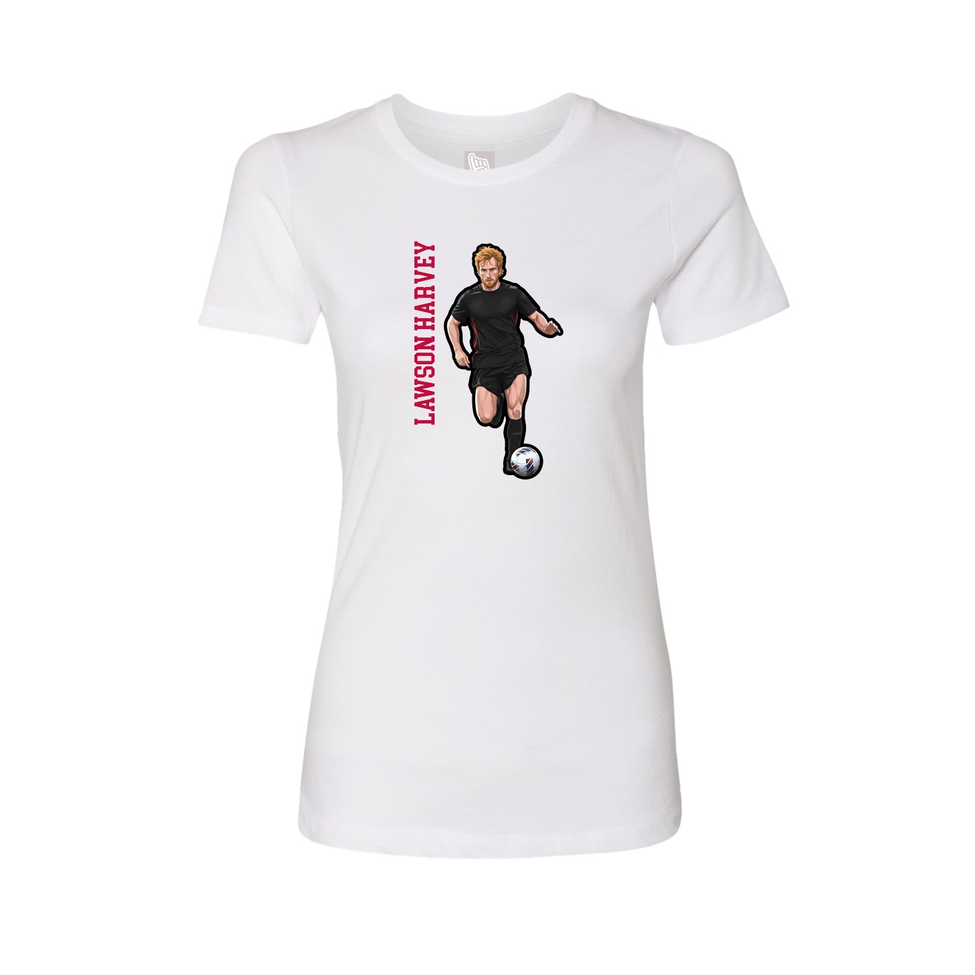 Fitted Women's Tee — Name Vertical in White