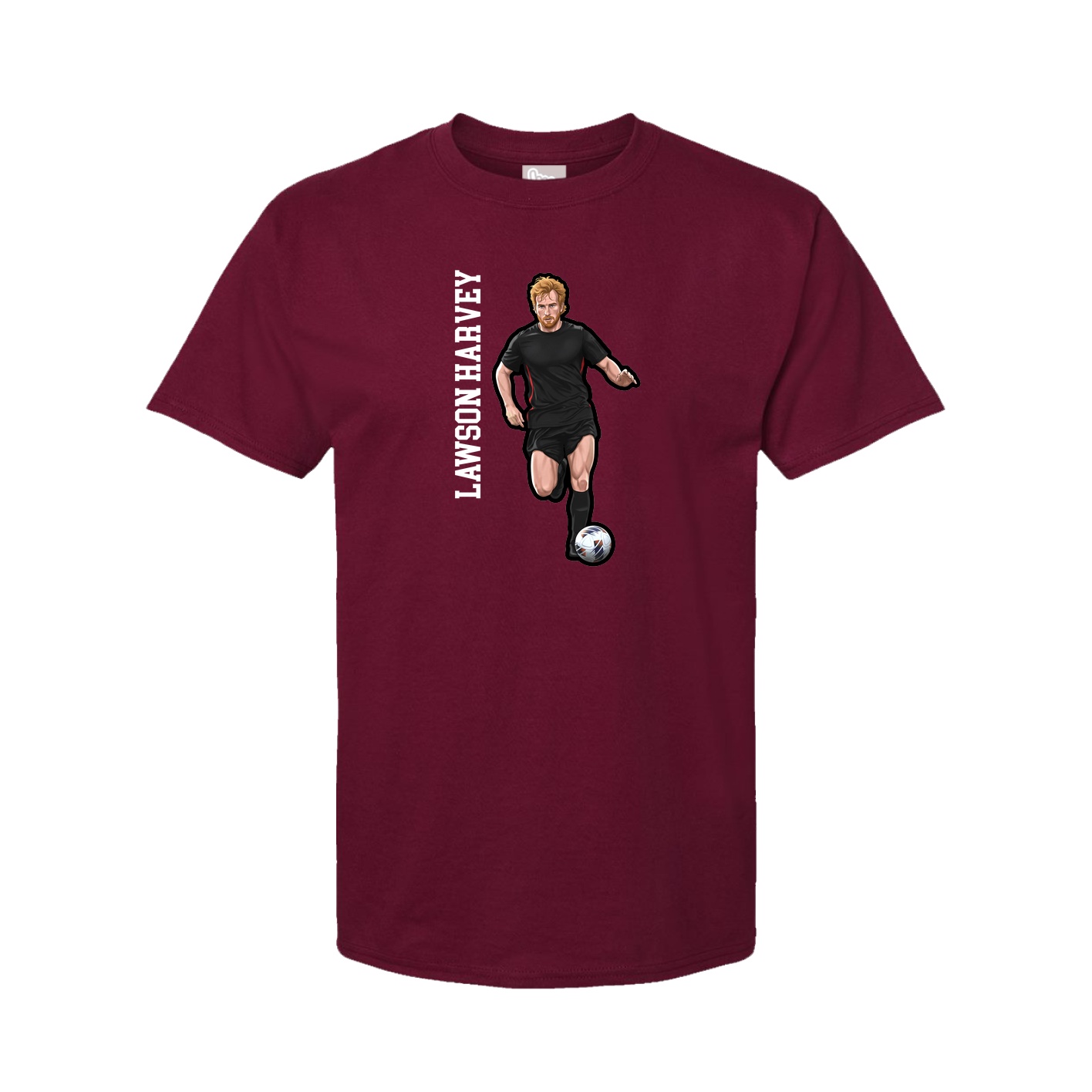 Youth Tee — Name Vertical in Cardinal