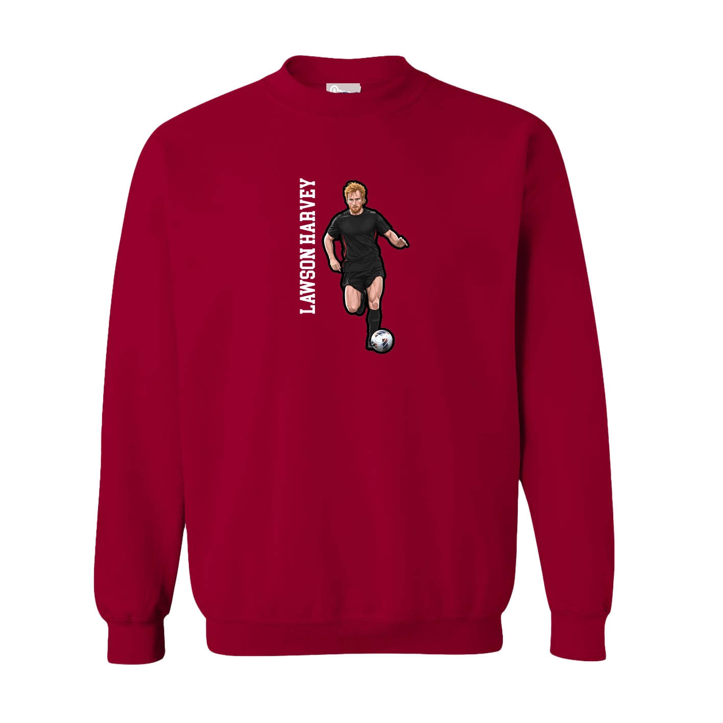 Fleece Crew — Name Vertical in Cardinal