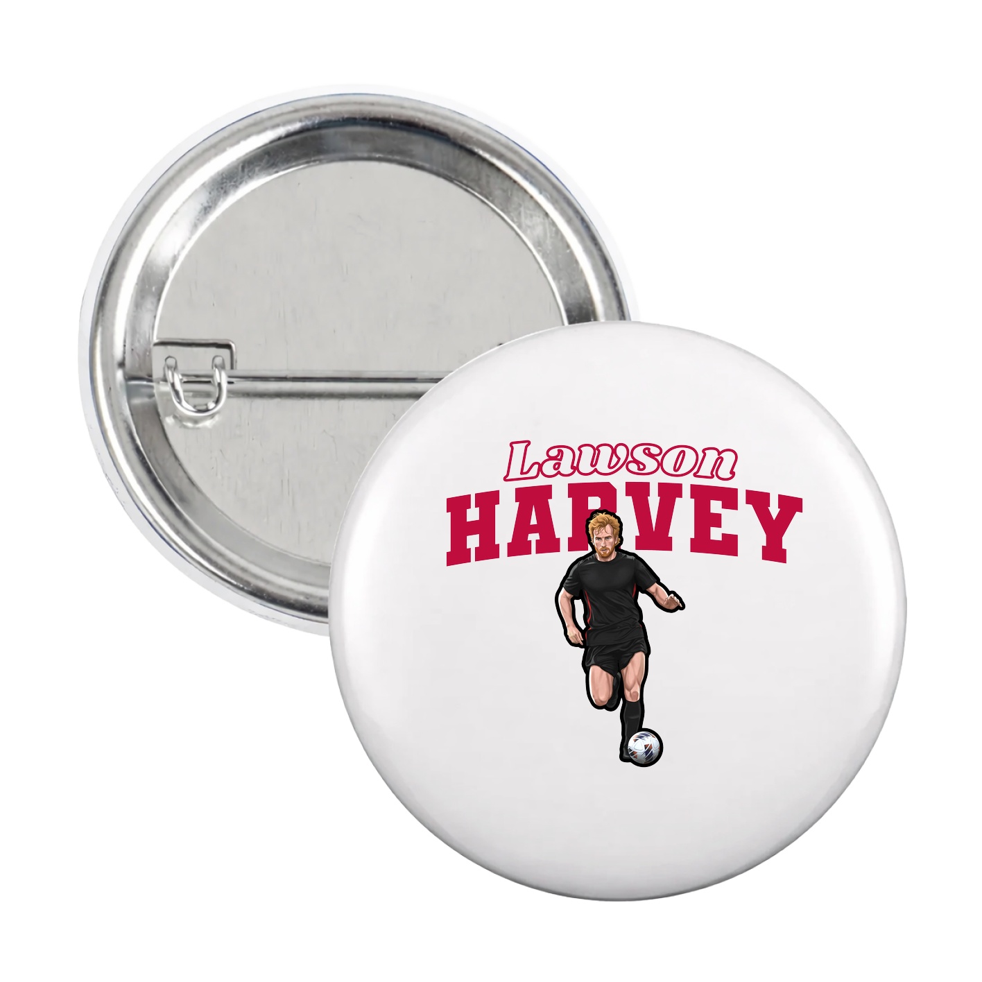 Game Day Button — Name Arch in White
