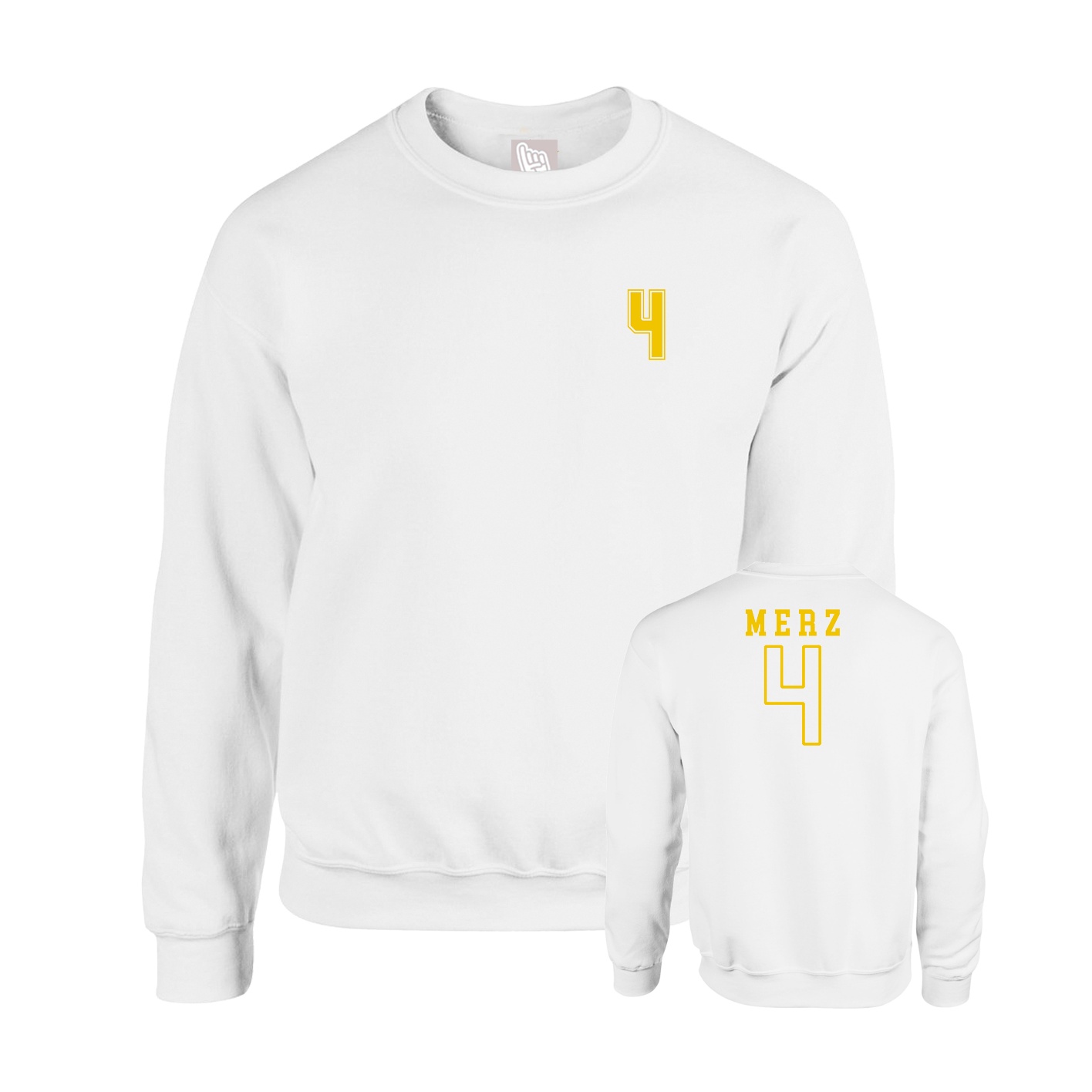 Fleece Crew — Chest Back in White