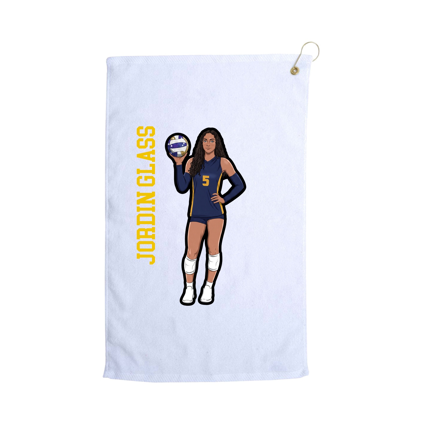 Golf Towel — Name Vertical in White
